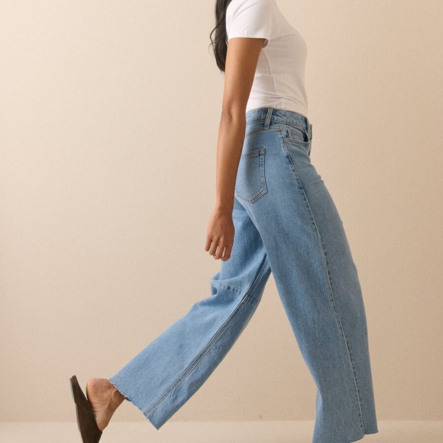 Silver Barrel Leg Structured Jeans